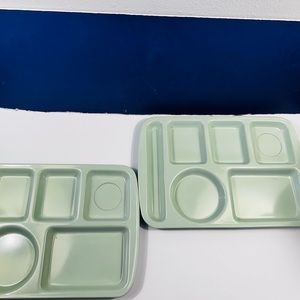 Vintage ADCRAFT  Melamine School Cafeteria Lunch Trays Set Of 2 Mint Green